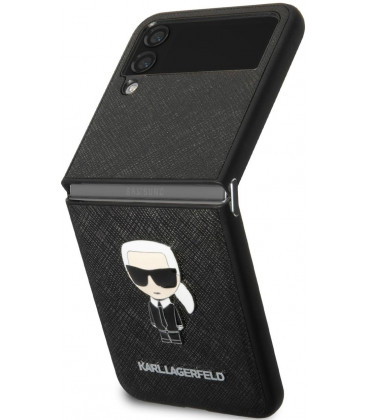 Juodas dėklas Samsung Galaxy Flip 4 telefonui "Karl Lagerfeld PU Saffiano Ikonik Case"