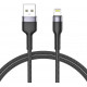 Juodas laidas USB - Lightning 2.4A 100cm "Tech-Protect Ultraboost"
