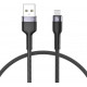 Juodas laidas USB - MicroUSB 2.4A 25cm "Tech-Protect Ultraboost"