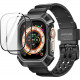 Juodas dėklas + stikliukai Apple Watch Ultra 1 / 2 (49mm) laikrodžiui "Supcase Unicorn Beetle Pro"