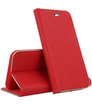 Raudonas atverčiamas dėklas su rėmeliu Apple iPhone 13 Pro Max telefonui "Book Vennus Z"