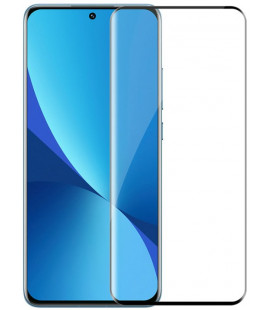 5D juodas apsauginis grūdintas stiklas Xiaomi 12 / 12X telefonui "Full Glue"