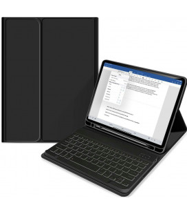 Juodas atverčiamas dėklas + klaviatūra Apple iPad 10.9” 10 / 2022 / 11” 11 / 2025 planšetei "Tech-Protect SC + Keyboard"