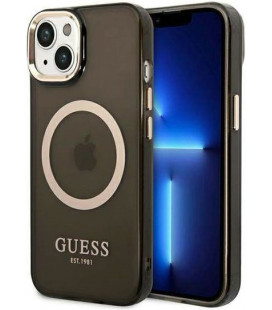 Juodas dėklas Apple iPhone 14 Plus telefonui "Guess Translucent MagSafe Compatible Case"