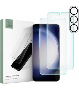 Apsauginiai grūdinti stiklai + kameros apsauga Samsung Galaxy S23 telefonui "Tech-Protect Supreme Set"