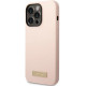 Rožinis dėklas Apple iPhone 14 Pro Max telefonui "Guess Silicone Metal Logo MagSafe Compatible Case"