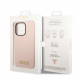 Rožinis dėklas Apple iPhone 14 Pro Max telefonui "Guess Silicone Metal Logo MagSafe Compatible Case"