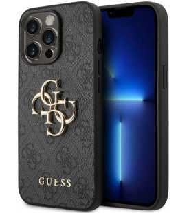 Pilkas dėklas Apple iPhone 14 Pro telefonui "Guess PU 4G Metal Logo Case"