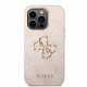 Rožinis dėklas Apple iPhone 14 Pro telefonui "Guess PU 4G Metal Logo Case"