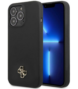 Juodas dėklas Apple iPhone 13 Pro telefonui "Guess 4G Silicone Metal Logo Case"