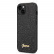 Juodas dėklas su bluzgučiais Apple iPhone 14 telefonui "Guess PC/TPU Glitter Flakes Metal Logo Case"