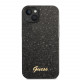 Juodas dėklas su bluzgučiais Apple iPhone 14 telefonui "Guess PC/TPU Glitter Flakes Metal Logo Case"