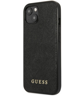 Juodas dėklas Apple iPhone 13 telefonui "Guess Saffiano PU Silicone Case"