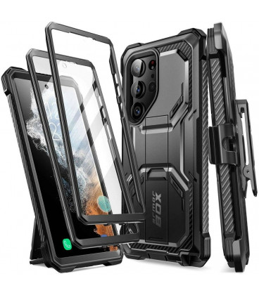 Juodas dėklas Samsung Galaxy S23 Ultra telefonui "Supcase IBLSN Armorbox 2-Set"