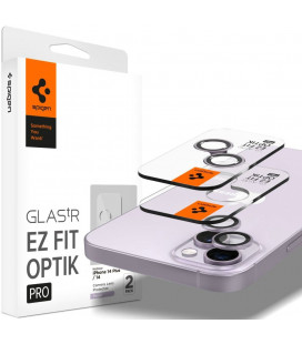 Purpurinė kameros apsauga Apple iPhone 14 / 14 Plus / 15 / 15 Plus telefono kamerai apsaugoti "Spigen Optik.TR EZ Fit Camera Pro