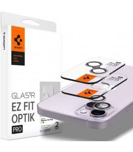 Purpurinė kameros apsauga Apple iPhone 14 / 14 Plus / 15 / 15 Plus telefonui "Spigen Optik.TR EZ Fit Camera Protector 2-Pack"