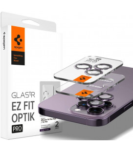 Purpurinė kameros apsauga Apple iPhone 14 Pro / 14 Pro Max telefono kamerai apsaugoti "Spigen Optik.TR EZ Fit Camera Protector 2