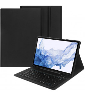 Juodas atverčiamas dėklas + klaviatūra Samsung Galaxy Tab S7 Plus / S8 Plus / S7 FE 12.4 planšetei "Tech-Protect SC Keyboard"