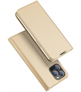 Auksinės spalvos atverčiamas dėklas Apple iPhone 14 Pro telefonui "Dux Ducis Skin Pro"