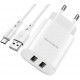 Baltas pakrovėjas 2xUSB 2.1A + USB - Type-C laidas "Borofone BN2"