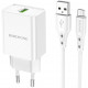 Baltas pakrovėjas 1xUSB QC 3.0 18W + USB - MicroUSB laidas "Borofone BN5"