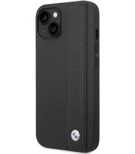 Juodas dėklas Apple iPhone 14 telefonui "BMW Signature Leather Big Logo Case"