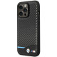 Juodas dėklas Apple iPhone 14 Pro Max telefonui "BMW M PU Carbon Blue Line Case"