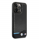Juodas dėklas Apple iPhone 14 Pro Max telefonui "BMW M PU Carbon Blue Line Case"