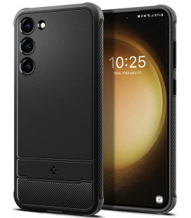 Matinis juodas dėklas Samsung Galaxy S23 telefonui "Spigen Rugged Armor"