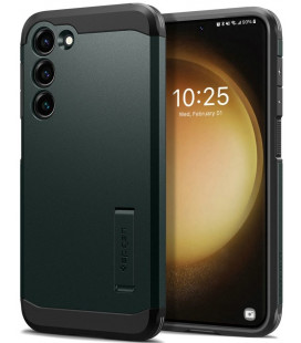 Žalias dėklas Samsung Galaxy S23 telefonui "Spigen Tough Armor"