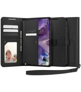 Juodas dėklas Samsung Galaxy S23 telefonui "Spigen Wallet S Plus"