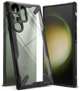 Juodas / skaidrus dėklas Samsung Galaxy S23 Ultra telefonui "Ringke Fusion X"
