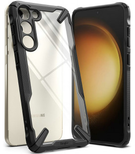 Juodas / skaidrus dėklas Samsung Galaxy S23 telefonui "Ringke Fusion X"