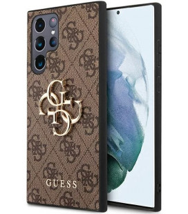 Rudas dėklas Samsung Galaxy S23 Ultra telefonui "Guess PU 4G Metal Logo Case"