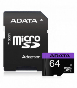 Atminties korta ADATA microSD 64GB (UHS-I Class 10) + SD adapter