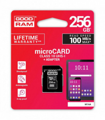 Atminties korta Goodram microSD 256Gb (class 10) + SD adapter