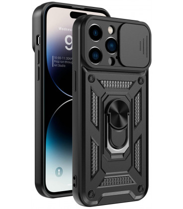 Juodas dėklas Apple iPhone 14 Pro Max telefonui "Slide Camera Armor"
