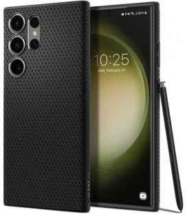Matinis juodas dėklas Samsung Galaxy S23 Ultra telefonui "Spigen Liquid Air"