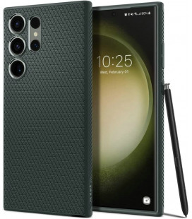 Žalias dėklas Samsung Galaxy S23 Ultra telefonui "Spigen Liquid Air"