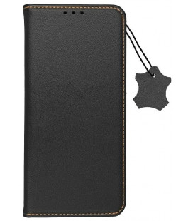 Juodas odinis atverčiamas dėklas Samsung Galaxy A33 5G telefonui "Leather case SMART PRO"