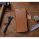 Rudas odinis atverčiamas dėklas Apple iPhone 14 Pro telefonui "Leather case SMART PRO"