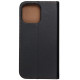 Juodas odinis atverčiamas dėklas Apple iPhone 14 Pro Max telefonui "Leather case SMART PRO"
