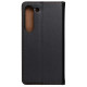 Juodas odinis atverčiamas dėklas Samsung Galaxy S23 telefonui "Leather case SMART PRO"