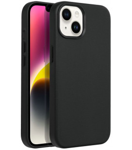 Juodas odinis dėklas Apple iPhone 14 telefonui "Leather Mag Cover"