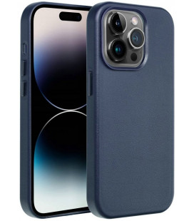 Mėlynas odinis dėklas Apple iPhone 14 Pro Max telefonui "Leather Mag Cover"