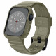 Žalias (Vintage Khaki) dėklas Apple Watch 4 / 5 / 6 / 7 / 8 / 9 / SE (44 / 45 mm) laikrodžiui "Spigen Rugged Armor Pro"