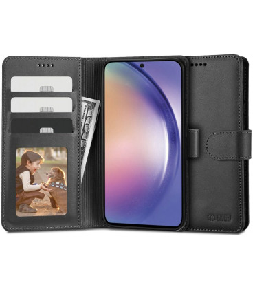 Juodas atverčiamas dėklas Samsung Galaxy A54 5G telefonui "Tech-Protect Wallet"