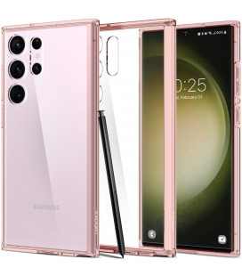 Rožinis / skaidrus dėklas Samsung Galaxy S23 Ultra telefonui "Spigen Ultra Hybrid"