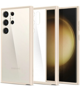 Smėlio spalvos / skaidrus dėklas Samsung Galaxy S23 Ultra telefonui "Spigen Ultra Hybrid"