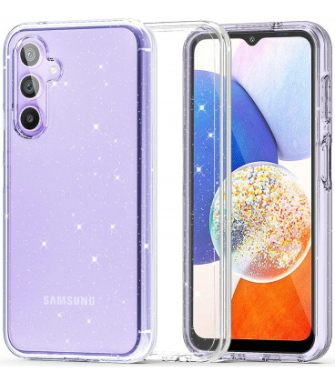Skaidrus dėklas su blizgučiais Samsung Galaxy A14 4G / 5G telefonui "Tech-Protect Flexair Hybrid Glitter"